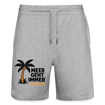 Orangen Palme am Meer - Stanley/Stella Unisex Bio Joggingshorts Trainer  - Grau meliert - Vorne - Nik (191cm) & Marisol (170cm)