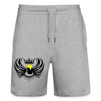 bier_wappen2 - Stanley/Stella Unisex Bio Joggingshorts Trainer  - Grau meliert - Vorne - Nik (191cm) & Marisol (170cm)