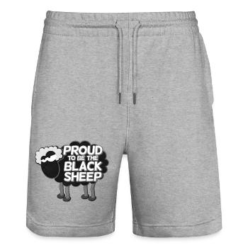 Black Sheep Pride - Stanley/Stella Trainer Unisex Organic Jogging Shorts - heather grey - Front - Nik (191cm) & Marisol (170cm)