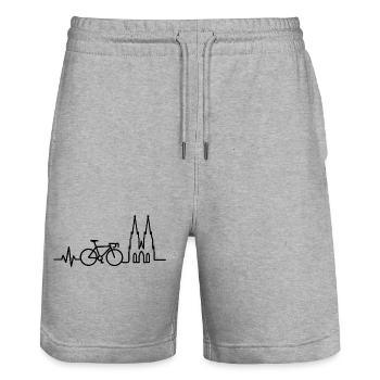 Köln Rennrad Herzlinie - Stanley/Stella Unisex Bio Joggingshorts Trainer  - Grau meliert - Vorne - Nik (191cm) & Marisol (170cm)