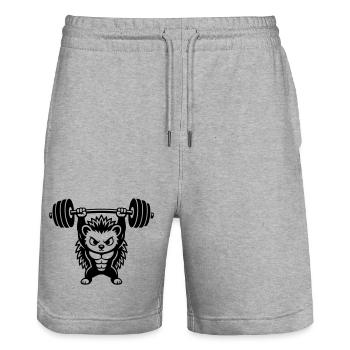 Muscle hedgehog lifts heavy dumbbell - Stanley/Stella Trainer Unisex Organic Jogging Shorts - heather grey - Front - Nik (191cm) & Marisol (170cm)