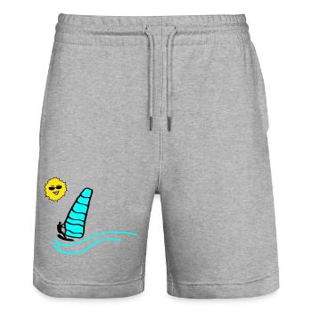 Surfer Sonne - Stanley/Stella Unisex Bio Joggingshorts Trainer  - Grau meliert - Vorne - Nik (191cm) & Marisol (170cm)