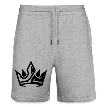 Crown King Symbol - Stanley/Stella Trainer Unisex Organic Jogging Shorts - heather grey - Front - Nik (191cm) & Marisol (170cm)