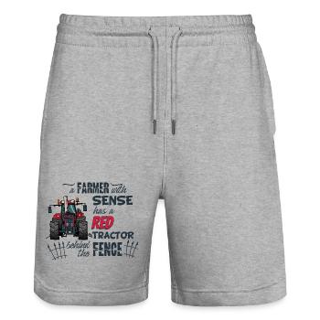 0362_A_Farmer_with_sense - Stanley/Stella Trainer Unisex Organic Jogging Shorts - heather grey - Front - Nik (191cm) & Marisol (170cm)