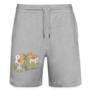 Peace Sonne - Stanley/Stella Unisex Bio Joggingshorts Trainer  - Grau meliert - Vorne - Nik (191cm) & Marisol (170cm)