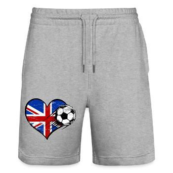 Great Britain flag football with heart used - Stanley/Stella Trainer Unisex Organic Jogging Shorts - heather grey - Front - Nik (191cm) & Marisol (170cm)