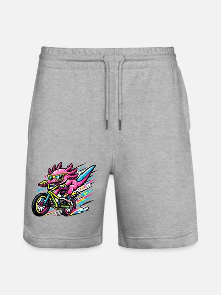 Axolotl néon à vélo - Short de jogging bio TRAINER Stanley/Stella unisexe - gris chiné