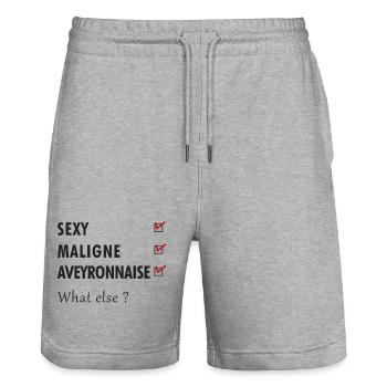 Sexy Maligne Aveyronnaise Was Noch T-Shirt Kerl... - Stanley/Stella Unisex Bio Joggingshorts Trainer  - Grau meliert - Vorne - Nik (191cm) & Marisol (170cm)