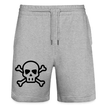 tête de mort pirate - Short de jogging bio TRAINER Stanley/Stella unisexe - gris chiné - Devant - Nik (191cm) & Marisol (170cm)