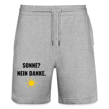 Sonne? Nein danke. - Stanley/Stella Unisex Bio Joggingshorts Trainer  - Grau meliert - Vorne - Nik (191cm) & Marisol (170cm)