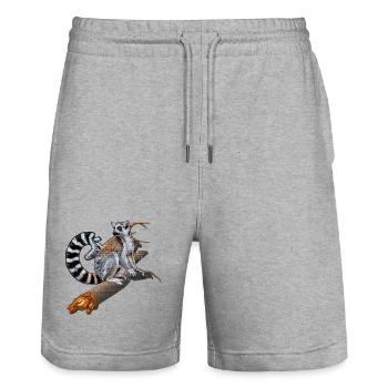 Jungle animals, ring-tailed lemur on branch - Stanley/Stella Trainer Unisex Organic Jogging Shorts - heather grey - Front - Nik (191cm) & Marisol (170cm)