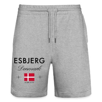 Esbjerg Denmark Coordinates Travel Souvenir - Stanley/Stella Trainer Unisex Organic Jogging Shorts - heather grey - Front - Nik (191cm) & Marisol (170cm)