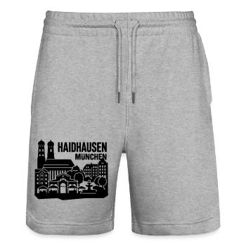 München Skyline Haidhausen - Stanley/Stella Unisex Bio Joggingshorts Trainer  - Grau meliert - Vorne - Nik (191cm) & Marisol (170cm)