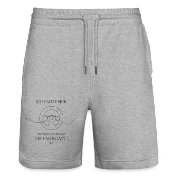 Ich fahre nur – Fahrgäste Humor Spruch - Stanley/Stella Unisex Bio Joggingshorts Trainer  - Grau meliert - Vorne - Nik (191cm) & Marisol (170cm)
