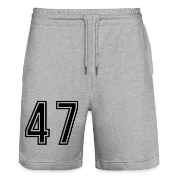 47 Zahl symbol - Stanley/Stella Unisex Bio Joggingshorts Trainer  - Grau meliert - Vorne - Nik (191cm) & Marisol (170cm)