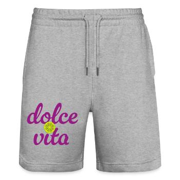 Dolce Vita Limette Quote Italien Lebensfreude Fun - Stanley/Stella Unisex Bio Joggingshorts Trainer  - Grau meliert - Vorne - Nik (191cm) & Marisol (170cm)