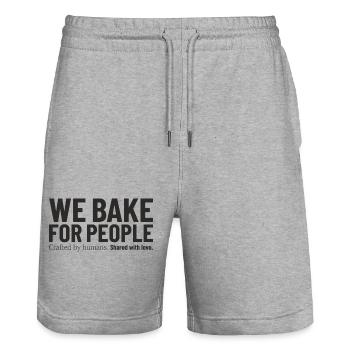 we_bake_for_people - Stanley/Stella Trainer Unisex Organic Jogging Shorts - heather grey - Front - Nik (191cm) & Marisol (170cm)