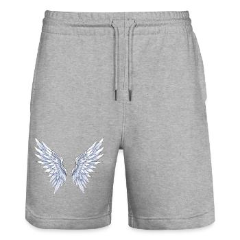 Anime Angels - Stanley/Stella Trainer Unisex Organic Jogging Shorts - heather grey - Front - Nik (191cm) & Marisol (170cm)