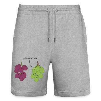 Calme-toi frère - des raisins - Short de jogging bio TRAINER Stanley/Stella unisexe - gris chiné - Devant - Nik (191cm) & Marisol (170cm)