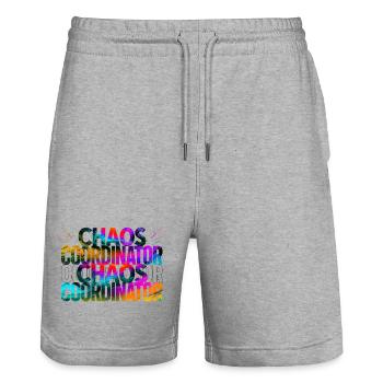 Chaos Coordinator Rainbow Color Saying - Stanley/Stella Trainer Unisex Organic Jogging Shorts - heather grey - Front - Nik (191cm) & Marisol (170cm)