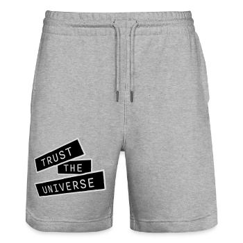 Trust The Universe Spirituell Universum Zitat Logo - Stanley/Stella Unisex Bio Joggingshorts Trainer  - Grau meliert - Vorne - Nik (191cm) & Marisol (170cm)
