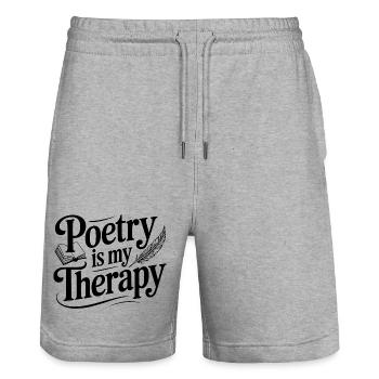 Poesie ist meine Therapie - Stanley/Stella Unisex Bio Joggingshorts Trainer  - Grau meliert - Vorne - Nik (191cm) & Marisol (170cm)
