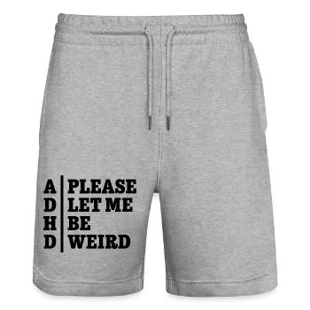 ADHD Please let me be weird - Statement Design - Stanley/Stella Trainer Unisex Organic Jogging Shorts - heather grey - Front - Nik (191cm) & Marisol (170cm)