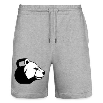 KettleBear - Stanley/Stella Trainer Unisex Organic Jogging Shorts - heather grey - Front - Nik (191cm) & Marisol (170cm)