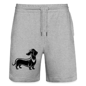 Extra Long Daschund - Stanley/Stella Trainer Unisex Organic Jogging Shorts - heather grey - Front - Nik (191cm) & Marisol (170cm)