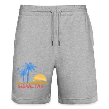 Gift for Gibraltar - Stanley/Stella Trainer Unisex Organic Jogging Shorts - heather grey - Front - Nik (191cm) & Marisol (170cm)