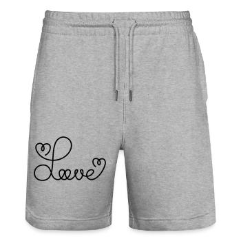 Amour - Short de jogging bio TRAINER Stanley/Stella unisexe - gris chiné - Devant - Nik (191cm) & Marisol (170cm)