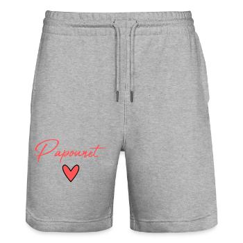 PAPOUNET. DAD. FATHER'S DAY. HAPPY FATHER'S DAY - Stanley/Stella Trainer Unisex Organic Jogging Shorts - heather grey - Front - Nik (191cm) & Marisol (170cm)