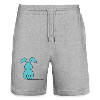 Lapin d’une ligne coloré - Short de jogging bio TRAINER Stanley/Stella unisexe - gris chiné - Devant - Nik (191cm) & Marisol (170cm)
