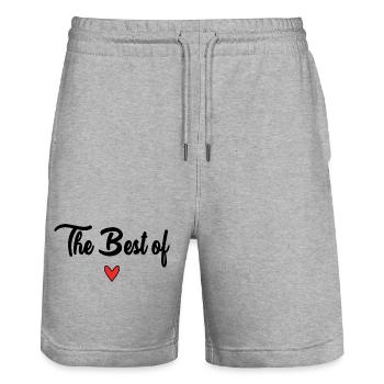 HAPPY FATHER'S DAY. DAD. FATHER'S DAY. FATHER - Stanley/Stella Trainer Unisex Organic Jogging Shorts - heather grey - Front - Nik (191cm) & Marisol (170cm)