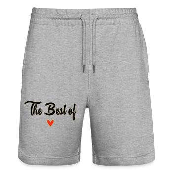 PAPOUNET. DAD. FATHER'S DAY. HAPPY FATHER'S DAY - Stanley/Stella Trainer Unisex Organic Jogging Shorts - heather grey - Front - Nik (191cm) & Marisol (170cm)
