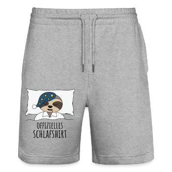 Offizielles Schlafshirt - Stanley/Stella Unisex Bio Joggingshorts Trainer  - Grau meliert - Vorne - Nik (191cm) & Marisol (170cm)