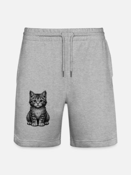 Cute cat - Stanley/Stella Trainer Unisex Organic Jogging Shorts - heather grey