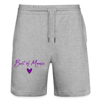OMA. MUTTERTAG. ALLES GUTE ZUM GEBURTSTAG OMA. ICH LIEBE DICH - Stanley/Stella Unisex Bio Joggingshorts Trainer  - Grau meliert - Vorne - Nik (191cm) & Marisol (170cm)