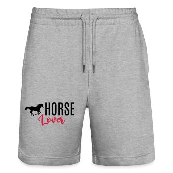 Cadeau équestre de cavalier amateur de cheval - Short de jogging bio TRAINER Stanley/Stella unisexe - gris chiné - Devant - Nik (191cm) & Marisol (170cm)