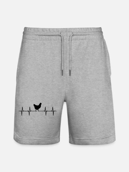 Hen Heartbeat Chickens - Stanley/Stella Trainer Unisex Organic Jogging Shorts - heather grey
