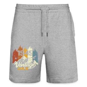 Vintage Juli 1945 Geburtstagsgeschenk Juli 1945 - Stanley/Stella Unisex Bio Joggingshorts Trainer  - Grau meliert - Vorne - Nik (191cm) & Marisol (170cm)