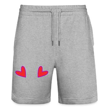 HERZ. MUTTERTAG. HERZ. ALLES GUTE ZUM GEBURTSTAG. MAMA - Stanley/Stella Unisex Bio Joggingshorts Trainer  - Grau meliert - Vorne - Nik (191cm) & Marisol (170cm)