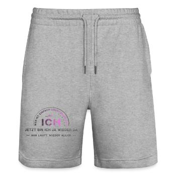Je suis égoïste, l’amour de soi - Short de jogging bio TRAINER Stanley/Stella unisexe - gris chiné - Devant - Nik (191cm) & Marisol (170cm)