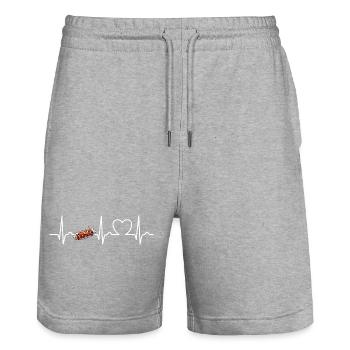 Herzkurve Currywurst - Fast Food - Kult - Stanley/Stella Unisex Bio Joggingshorts Trainer  - Grau meliert - Vorne - Nik (191cm) & Marisol (170cm)