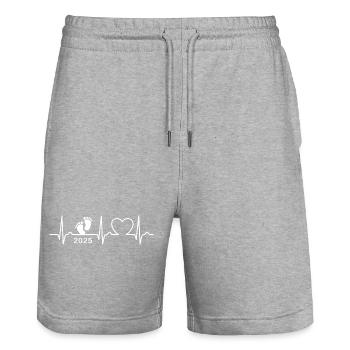 ECG Curve - Heart Curve - Baby 2025 - Pregnant - Stanley/Stella Trainer Unisex Organic Jogging Shorts - heather grey - Front - Nik (191cm) & Marisol (170cm)