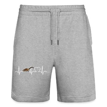 Coati Heart Curve - Cute Coati - Stanley/Stella Trainer Unisex Organic Jogging Shorts - heather grey - Front - Nik (191cm) & Marisol (170cm)