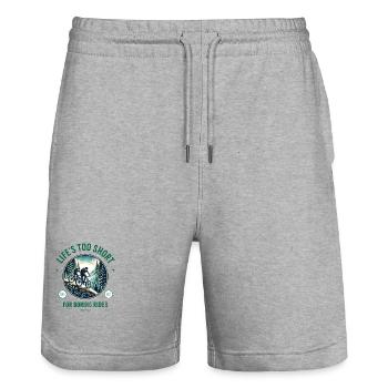 Fahrrad Natur und Berge / Life's too short 2 - Stanley/Stella Unisex Bio Joggingshorts Trainer  - Grau meliert - Vorne - Nik (191cm) & Marisol (170cm)