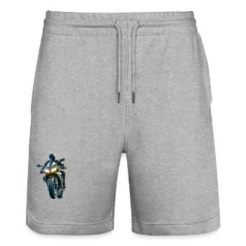 Only Motorrad - Stanley/Stella Unisex Bio Joggingshorts Trainer  - Grau meliert - Vorne - Nik (191cm) & Marisol (170cm)