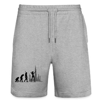 Evolution Damen Woman Influencer SozialMedia Model - Stanley/Stella Unisex Bio Joggingshorts Trainer  - Grau meliert - Vorne - Nik (191cm) & Marisol (170cm)