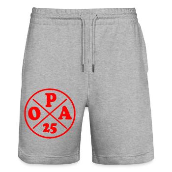 Opa 2025 - Stanley/Stella Unisex Bio Joggingshorts Trainer  - Grau meliert - Vorne - Nik (191cm) & Marisol (170cm)